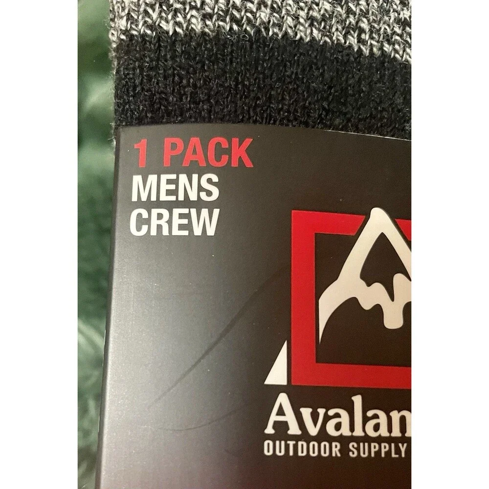 Avalanche Men's Ultimate Thermal Crew Socks Black/Gray, Shoe Size‎ 8-12